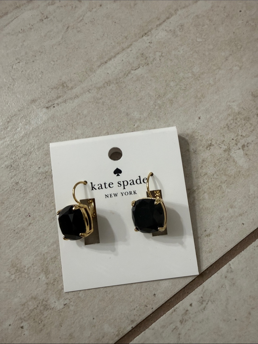 kate spade Black Crystal Drop Earrings - Gold Tone..new .. classic style